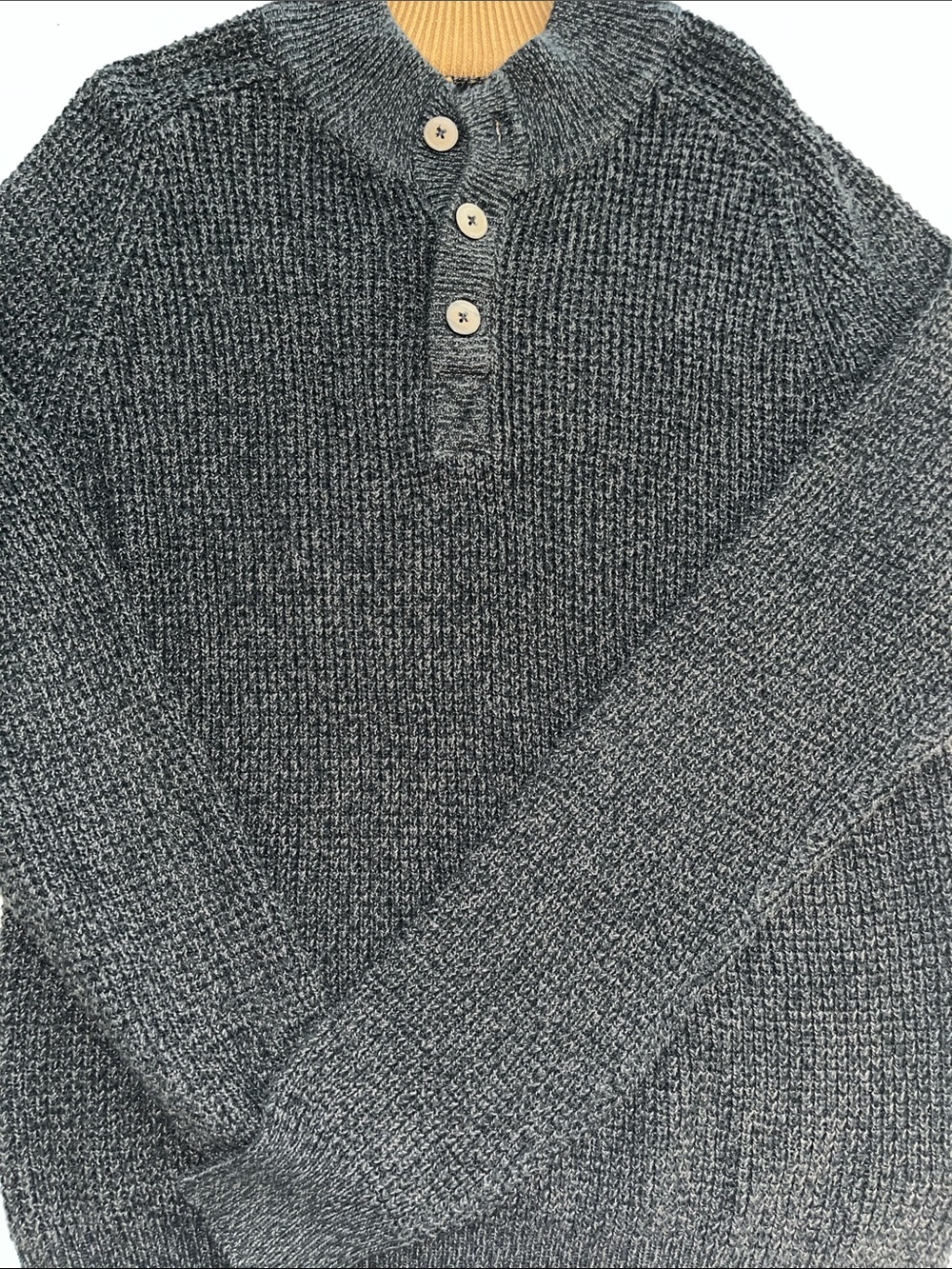 Kolby Men's Charcoal Crewneck Henley Sweater Size XL. VGUC